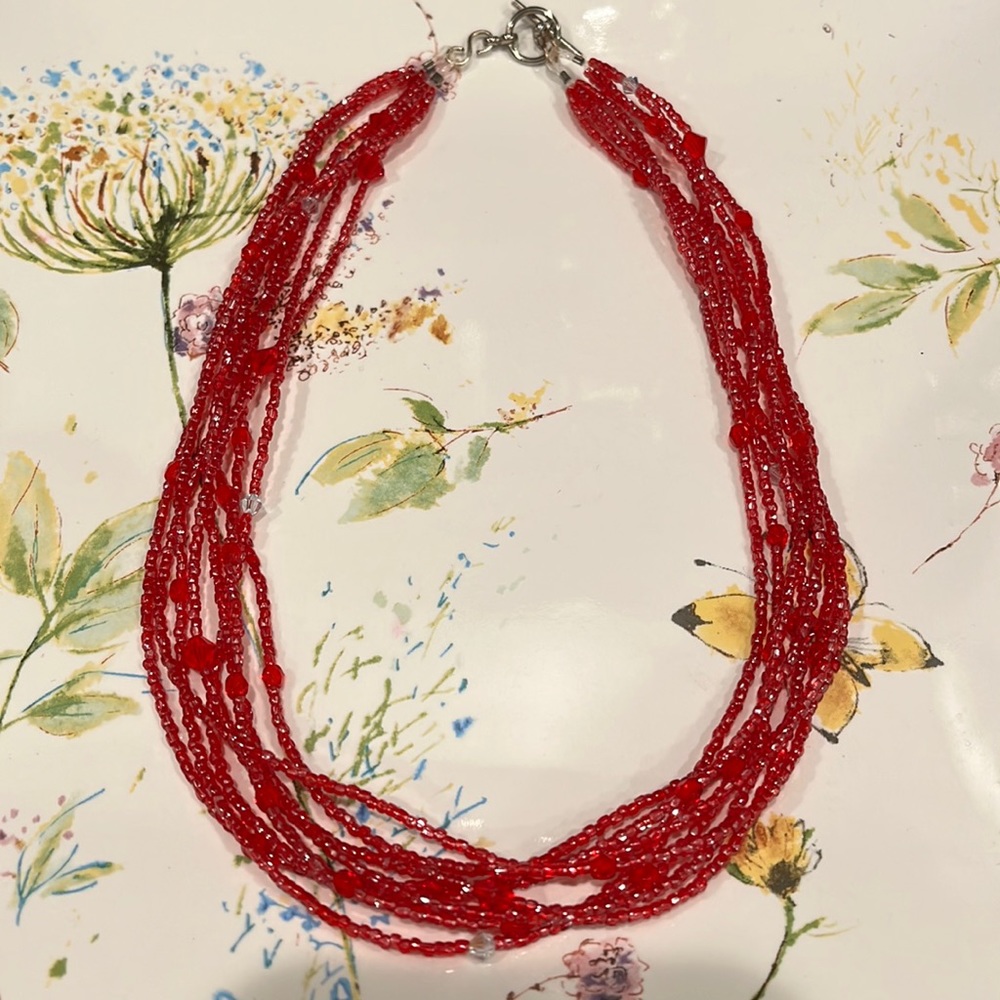 Red Seed Bead Necklace